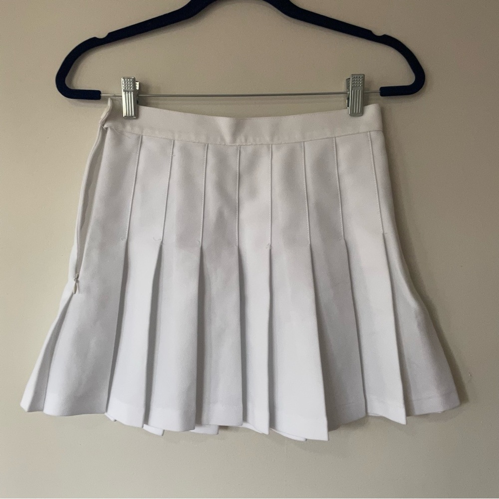 American Apparel White Pleated Mini Skirt